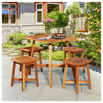 5-Piece Patio Dining Set with Solid Acacia Wood Construction product image 5-Piece Patio Dining Set with Solid Acacia Wood Construction product image