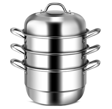 Stainless Steel 3 Tier 11-Inch Steamer Pot Set product image Stainless Steel 3 Tier 11-Inch Steamer Pot Set product image