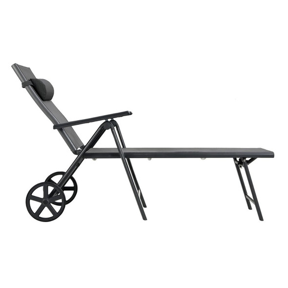 Patio Adjustable-Frame Reclining Chaise Lounge with Wheels and Neck Pillow product image