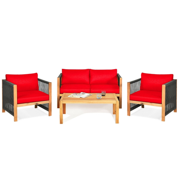 Acacia Wood 8-Piece Cushioned Patio Furniture Set product image