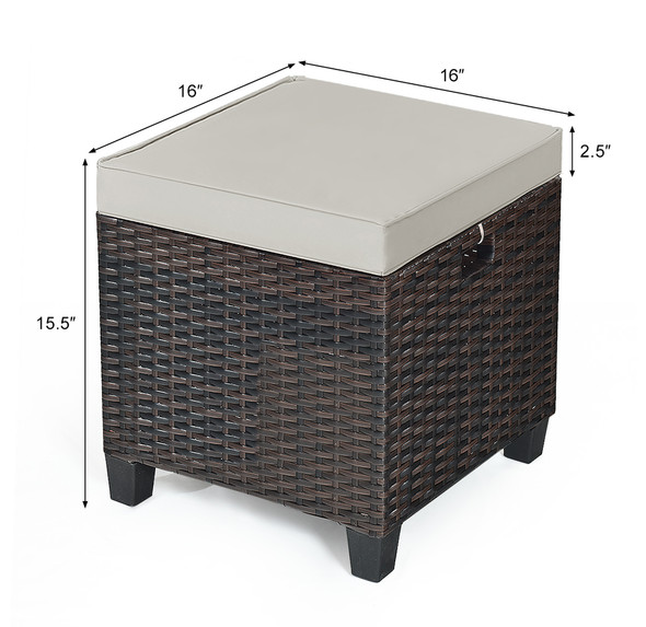 Rattan Beige Cushioned Outdoor Ottomans (Set of 4) product image