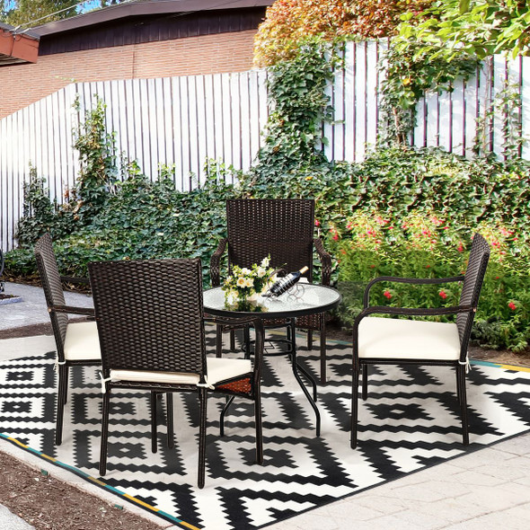 Patio Rattan Stackable Dining Chairs with Cushioned Armrest (Set of 4) product image