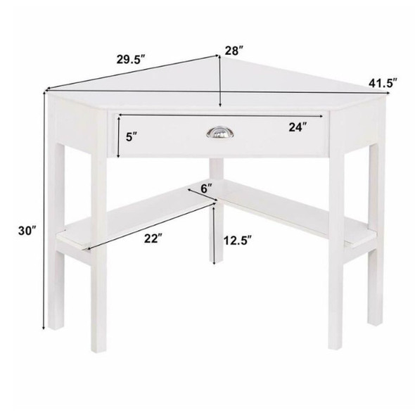 White Wood Corner Computer Desk product image