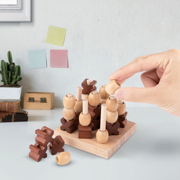 Hand-Crafted Wooden 3D Mini Tic-Tac-Toe Game product image