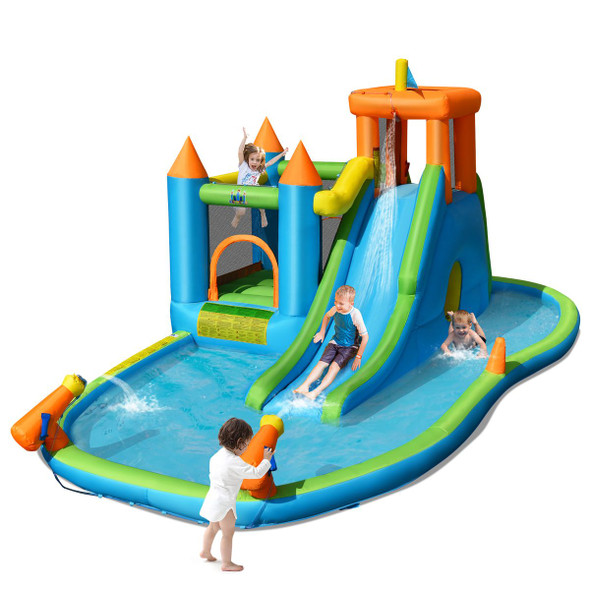Inflatable Bounce House Splash Pool with Water Slide for Kids product image