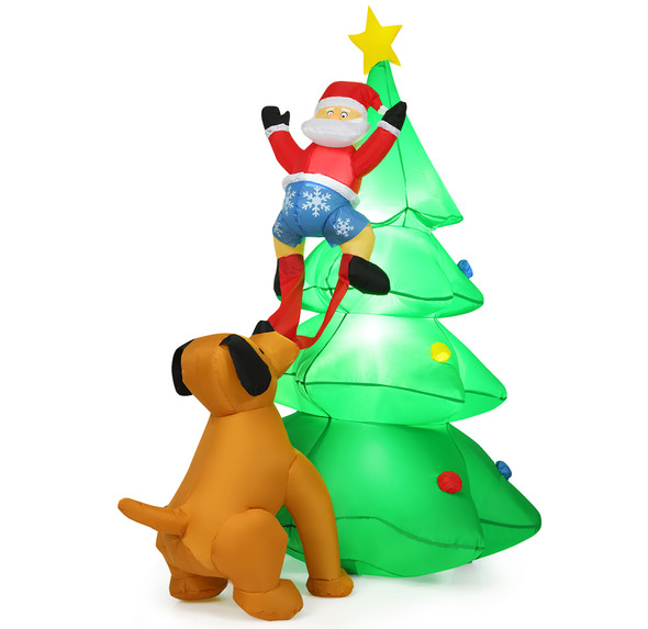 6.5-Foot Outdoor Inflatable Christmas Tree Santa Décor with LED Lights product image