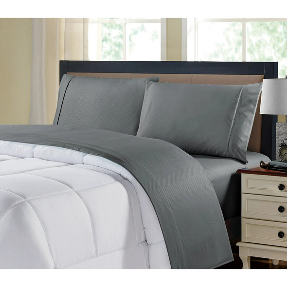 4-Piece Chevron Embossed Microfiber Sheet Set by Kathy Ireland® product image