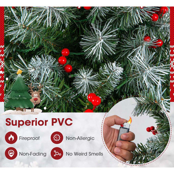 5 to 9-Foot Artificial Pre-Lit Snow-Flocked Christmas Trees with Pine Cones product image