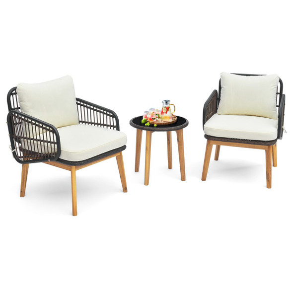3-Piece Patio Furniture Set with Cushioned Chairs & Side Table product image