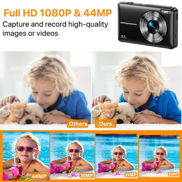 Digital Camera,FHD 1080P Digital Camera for Kids Video Camera with 16X Digital Zoom,Compact Point and Shoot Camera Portable Small Camera for Teens Students Boys Girls Seniors (Black) product image
