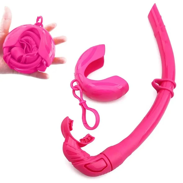 Diving Snorkel Portable Foldable Multi-color Silicone Freediving Snorkel For Swimming Diving Color Red product image