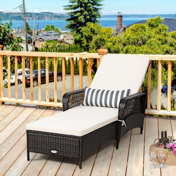 PE Rattan Chaise Lounge Chair with Adjustable Recline product image