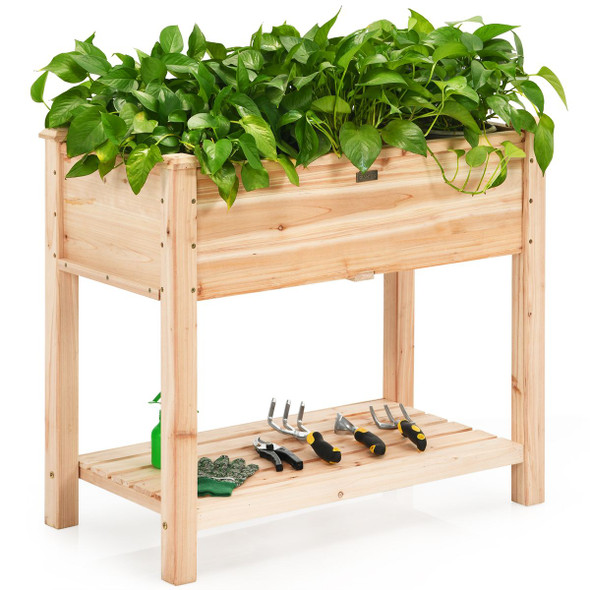 Raised Garden Bed Elevated Wood Planter Box with Shelf product image