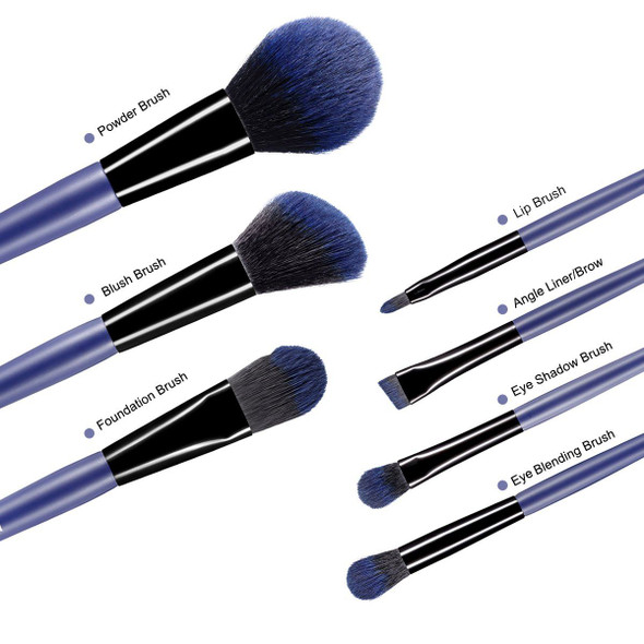 7 Pcs Makeup Brushes Kit Cosmetic Eye Shadow Lip Liner Blending Beauty Set, Blue product image