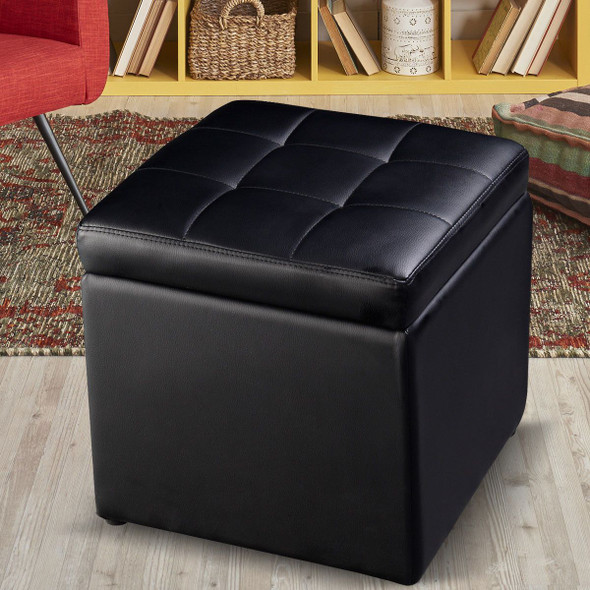 16-Inch Ottoman Pouffe with Hinge Top for Storage product image