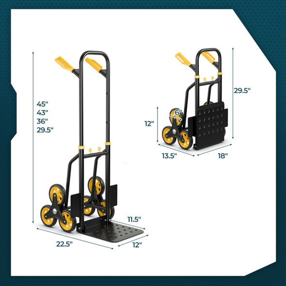 350lb Capacity Stair Climber Hand Truck with Telescoping Handle product image