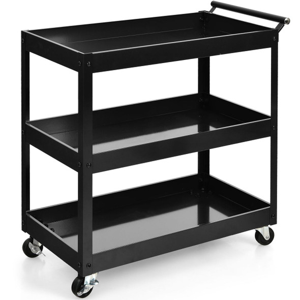 3-Tier Utility Cart with Steel Frame and Four Wheels product image