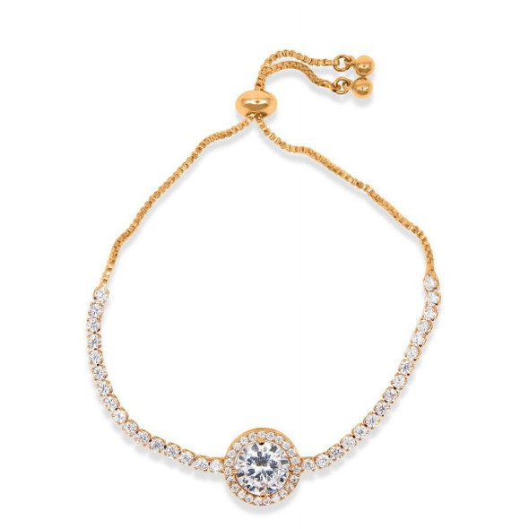 8-Inch Gold-Plated Round-Cut Crystal with Micro Pave Bracelet product image