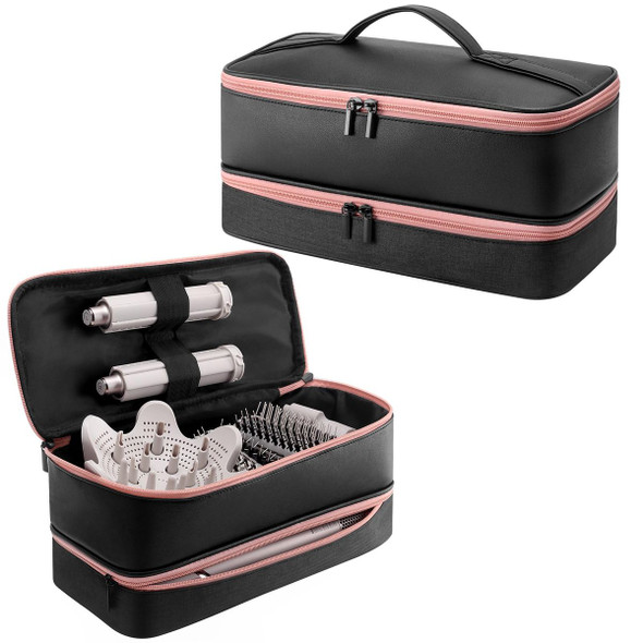 Travel Carrying Case for Hair Dryer Bag Double-Layer Beauty Styler Organizer Hair Tool Storage Bag Hairdryer Accessories-Black product image