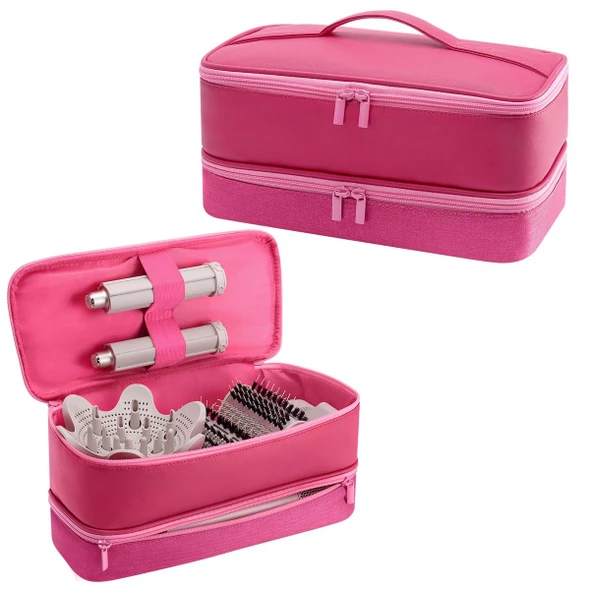 Travel Carrying Case for Hair Dryer Bag Double-Layer Beauty Styler Organizer Hair Tool Storage Bag Hairdryer Accessories-Pink product image