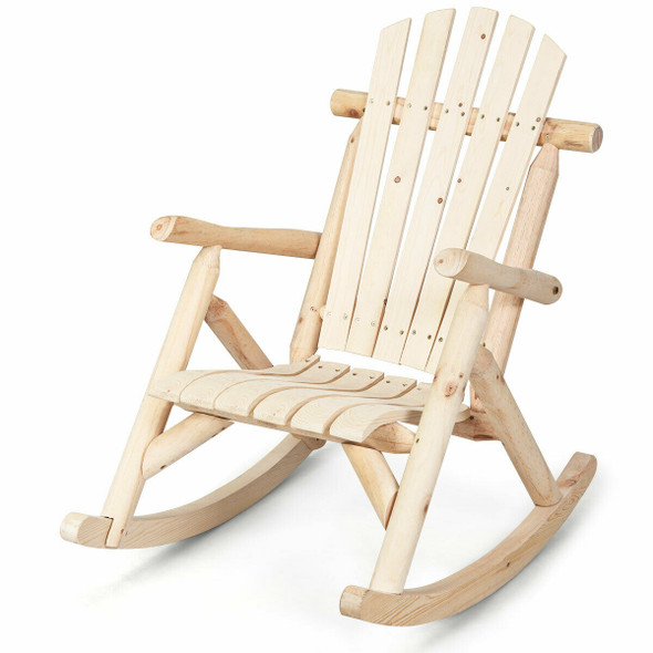 Wood Single Porch Rocker Lounge Patio Rocking Chair product image