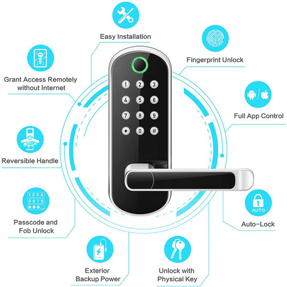 Keyless Entry Door Lock, Keypad Door Lock, Keyless Door Lock, Fingerprint Door Lock, Biometric Door Lock, Keypad Entry Door Lock, Passcode Code Door Lock, Digital Smart Door Lock (Smart Lock) product image
