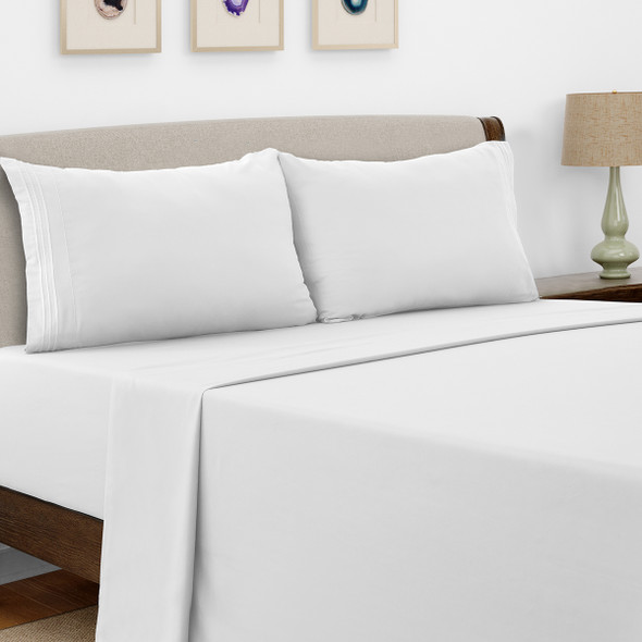 4-Piece Solid Microfiber Deep Pocket Bedding Sheet Set product image