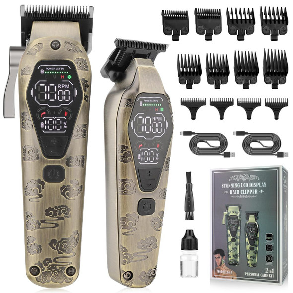 Hair Clippers and Grooming Kit for Men, Cordless, Rechargeable Hair Cutting Set with T-Blade and LED Display product image