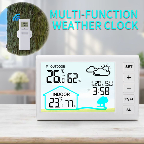 Digital Wireless Thermometer Hygrometer Indoor Outdoor High Precision Large LCD Backlight Clock Calendar product image