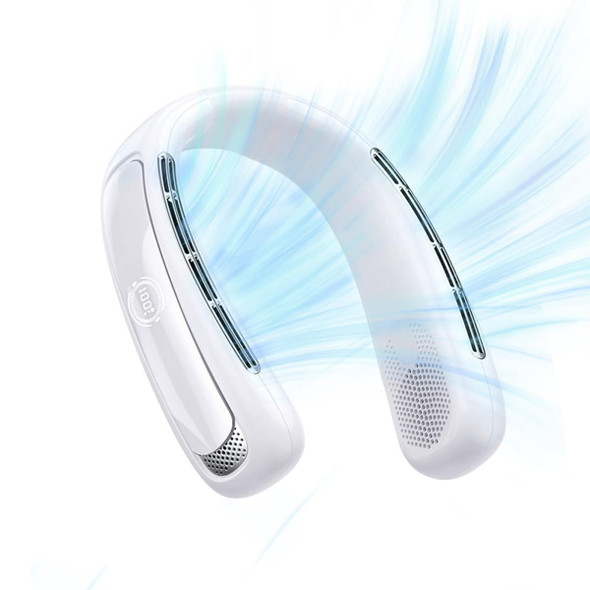 Portable Bladeless Neck Fan Personal Air Conditioner 5200mAh Rechargeable Cooling Wearable Fan For Men Women Travel, White product image