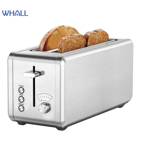 WHALL® T31269BW 4-Slice Long Slot Stainless Steel Toaster product image