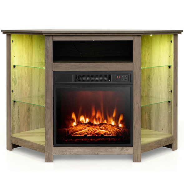 Fireplace Corner TV Stand with LED Lights & Smart APP Control for 50-Inch TVs product image