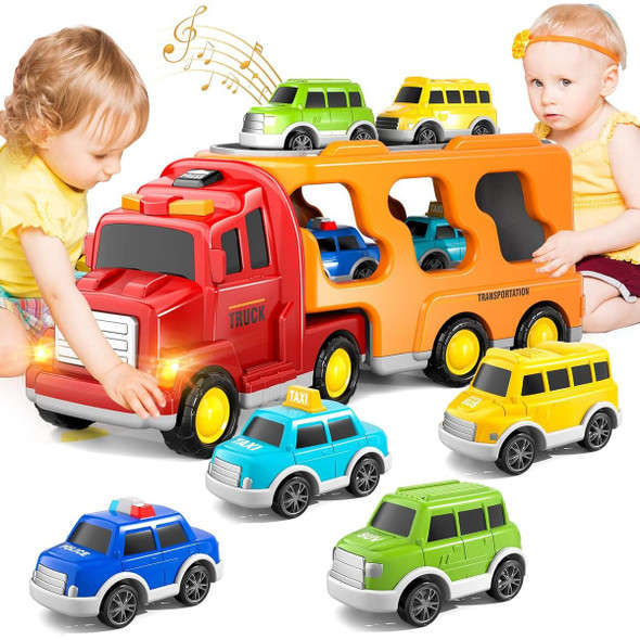 Construction Toddler Truck Toys for Age 3+ Boys,5-in-1 Cartoon Car Toy TruckToy for Toddlers,Truck Toys for Kids,Christmas Birthday Gifts for Girls Age 3+ product image