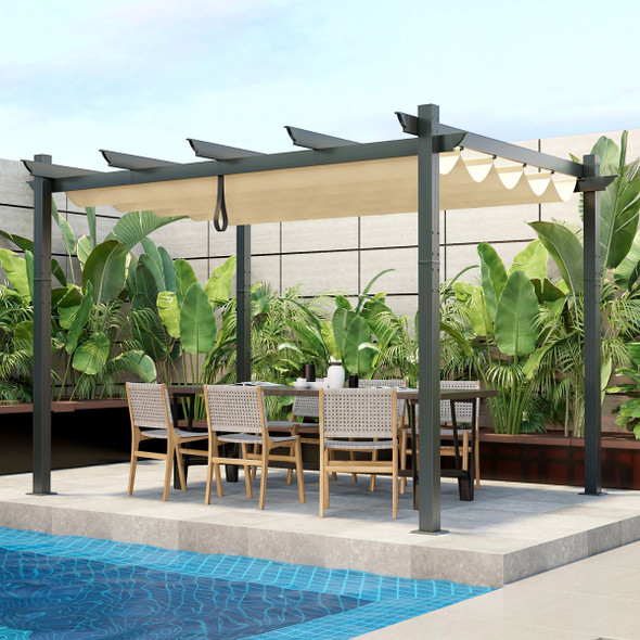 10 x 12-Foot Outdoor Aluminum Retractable Pergola Canopy product image