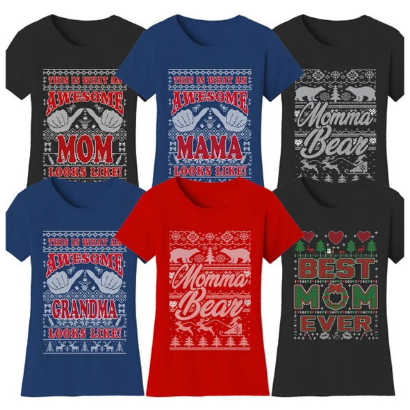 Women's Christmas Sweater T-Shirts - Mom and Grandma Edition product image