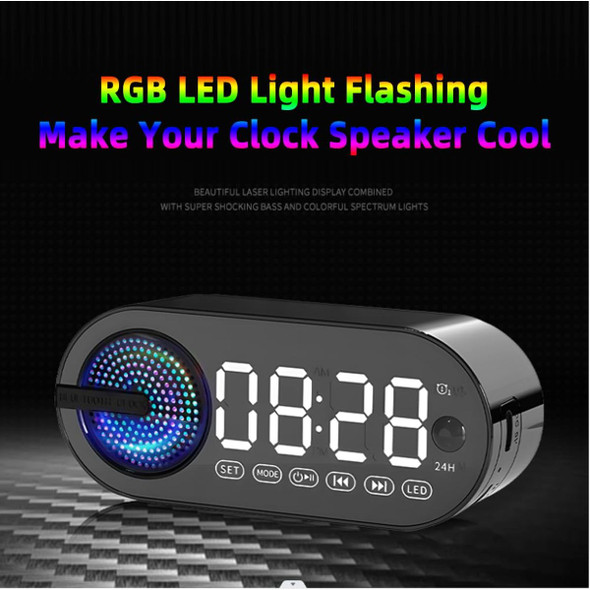 Portable Wireless Bluetooth Speakers 4 in 1 Multifunctional Soundbox Alarm Clock Mini FM Radio Mirror 4 Hours Playtime Handsfree,Ambient LED Light product image