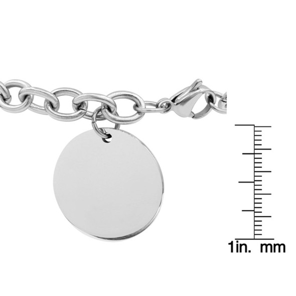 Personalized Dangling Circle Tag Bracelet in Stainless Steel product image