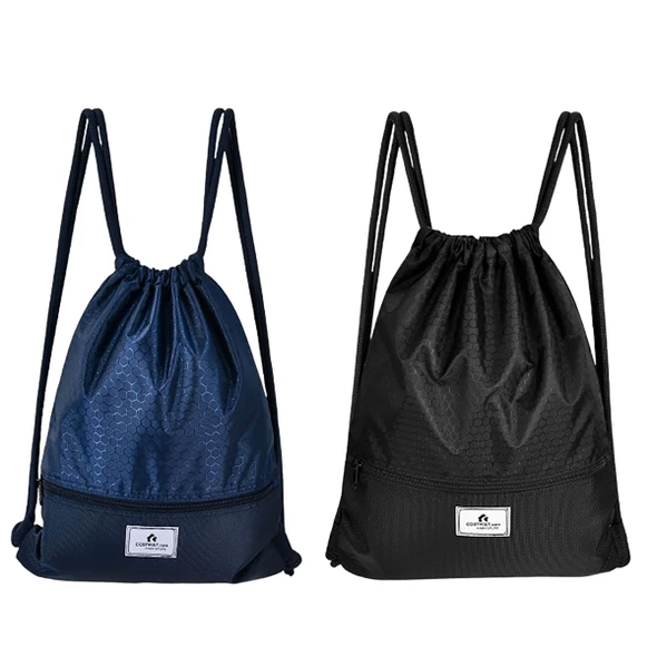 Drawstring Backpack String Bag Foldable Sports Sack with Zipper Pocket product image