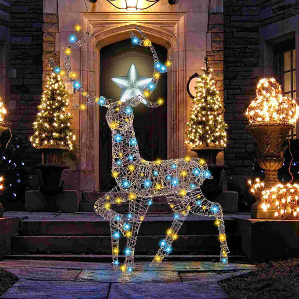 4.6-Foot Pre-Lit Christmas Reindeer with 170 Cold & Warm LED Lights product image