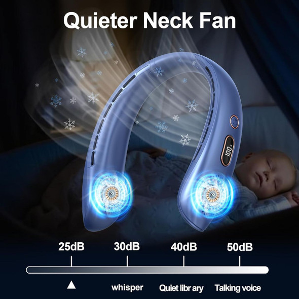 Portable Bladeless Fan, LED Display, Wearable Personal Fan, 3 Speeds, Hands Free Neck Fans for Travel, Outdoor, Camping (Blue) product image