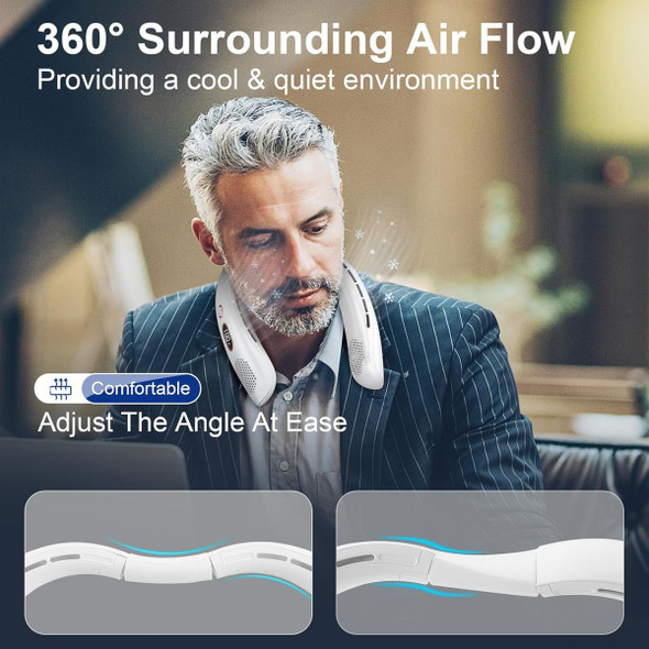Portable Bladeless Fan, LED Display, Wearable Personal Fan, 3 Speeds, Hands Free Neck Fans for Travel, Outdoor, Camping (White) product image