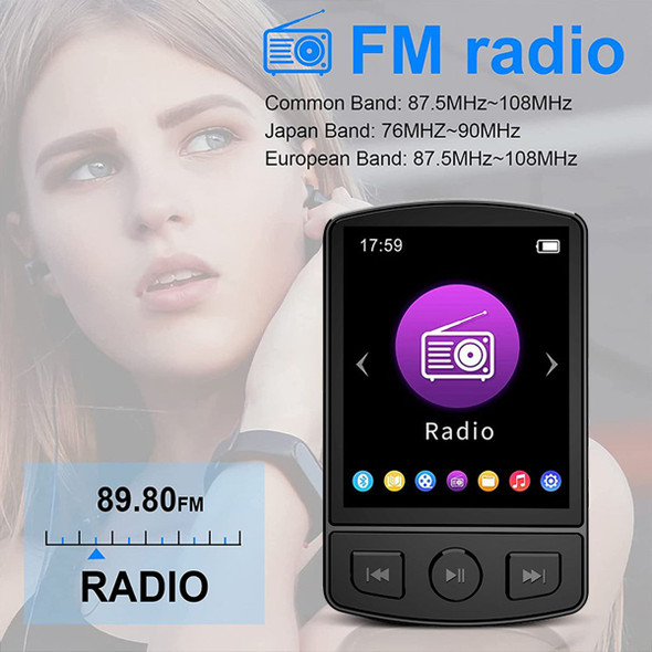 32GB MP3 Player with Bluetooth 5.0, Music Player Features HD Speaker, Touch Buttons, Supports FM Radio, Voice Recorder product image