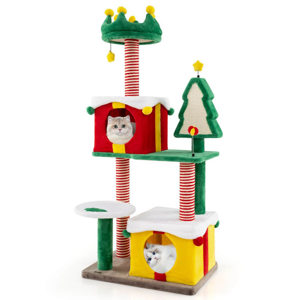 Christmas Cat Tree Tower for Indoor Cats with Scratching Posts & Carpet product image