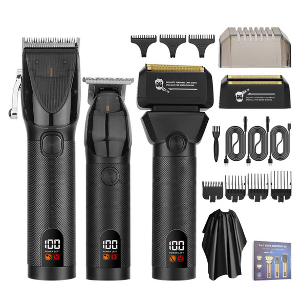 Hair Clippers for Men Professional Barber Trimmer Set Electric Cordless Foil Shavers Razor Cutting Grooming Kit(Black) product image
