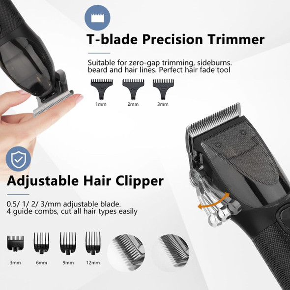 Hair Clippers for Men Professional Barber Trimmer Set Electric Cordless Foil Shavers Razor Cutting Grooming Kit(Black) product image