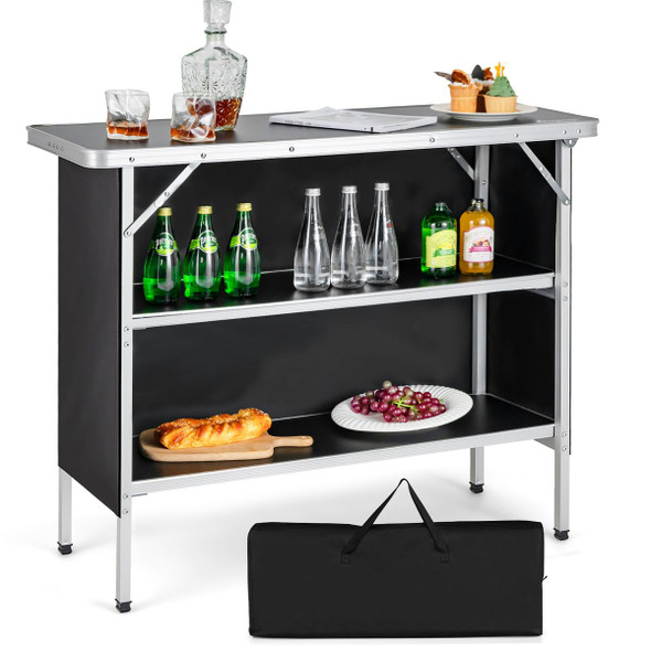 Aluminum  Folding Camping Picnic Table with 2-Tier Shelves product image