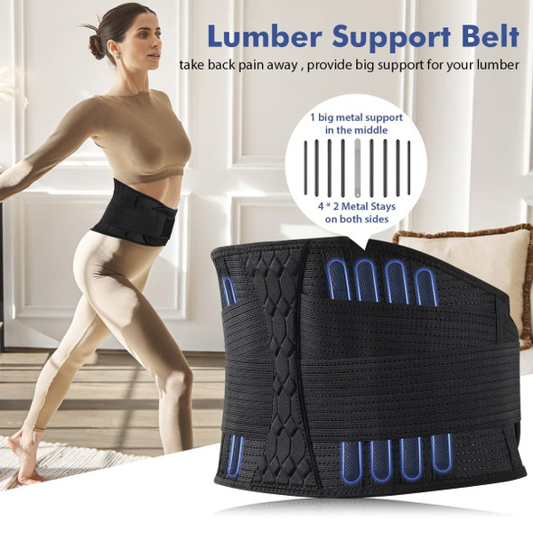 Lumbar Support Belt, Back Support for Lifting, Lower Back Support with Adjustable Straps for Men Women,L Size (Suitable for Waist 93-100 CM) product image