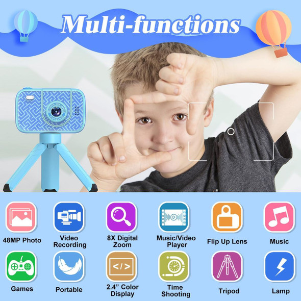 Camera Toys for Kids Ages 3-12,Kids Camera with Flip Lens for Selfie and Video,HD Digital Camera,Christmas Birthday Party Gifts,Blue product image