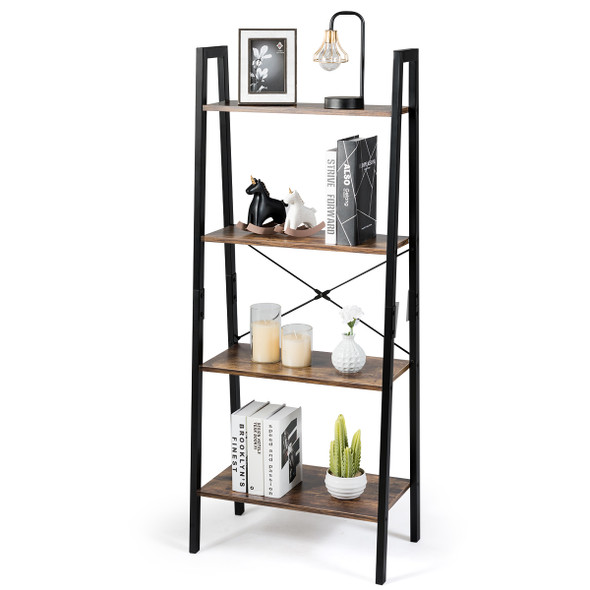 4-Tier Industrial Storage Ladder Bookcase product image