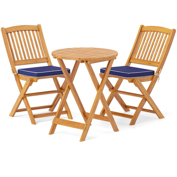 3-Piece Folding Acacia Wood Patio Bistro Set product image
